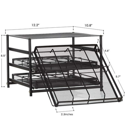 NEX Spice Rack 3 Tier 24-Bottle Spice Drawer Organizer for Pantry Kitchen Cabinet Metal